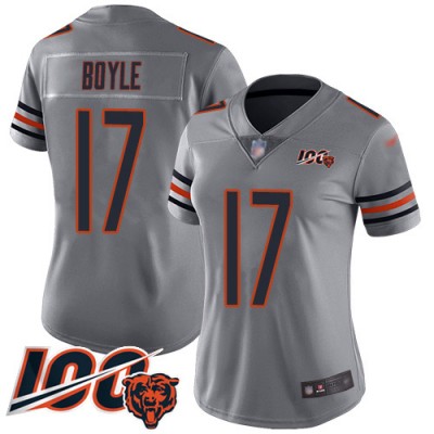 Nike Chicago Bears #17 Tim Boyle Silver Women's Stitched NFL Limited Inverted Legend 100th Season Jersey